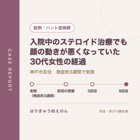 症例：ハント症候群　入院中のステロイド治療でも顔の動きが悪くなっていた30代女性の経過（はりきゅう処えのん）